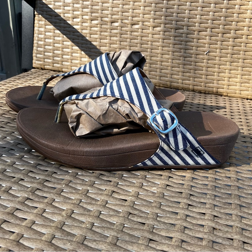 Fitflop Navy and White Striped Sandals
